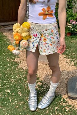 American Retro Floral Slim-Fit Mini Skirt for Women – Elegant Body-Hugging Pencil Skirt in Sexy Style