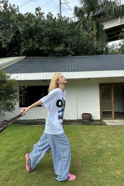 American Retro Fun Letter Print Short Sleeve T-Shirt for Couples - Loose Casual Versatile Top, Y2K Style