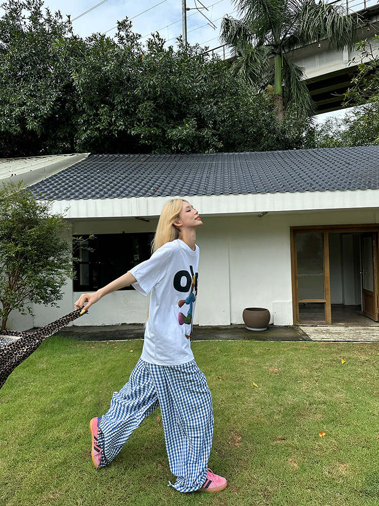 American Retro Fun Letter Print Short Sleeve T-Shirt for Couples - Loose Casual Versatile Top, Y2K Style American Retro Fun Letter Print Short Sleeve T-Shirt for Couples - Loose Casual Versatile Top, Y2K Style