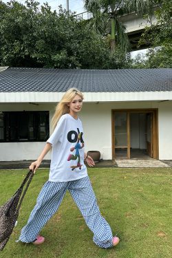 American Retro Fun Letter Print Short Sleeve T-Shirt for Couples - Loose Casual Versatile Top, Y2K Style