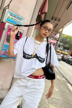 American Retro Lace Corset Short Sleeve T-Shirt for Women - Oversized Spicy Girl Top with Trendy Print