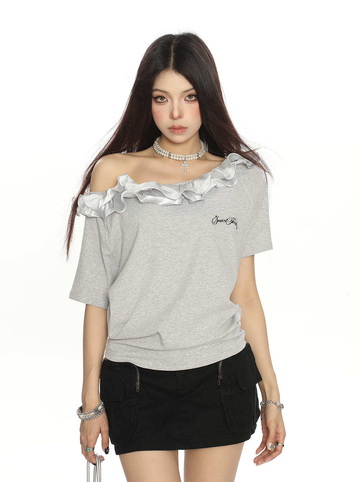 American Retro Lace Off-Shoulder One-Shoulder Short Sleeve T-Shirt for Women - Summer Spicy Girl Top, Y2K Fashion Trend American Retro Lace Off-Shoulder One-Shoulder Short Sleeve T-Shirt for Women - Summer Spicy Girl Top, Y2K Fashion Trend