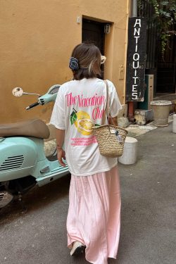 American Retro Lemon Print White Cotton Oversized T-Shirt - Trendy Summer Short Sleeve for Women, Y2K European Style