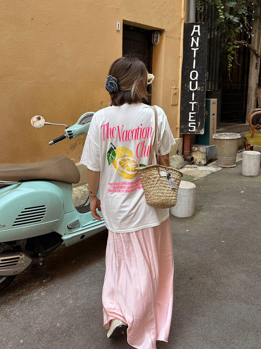 American Retro Lemon Print White Cotton Oversized T-Shirt - Trendy Summer Short Sleeve for Women, Y2K European Style American Retro Lemon Print White Cotton Oversized T-Shirt - Trendy Summer Short Sleeve for Women, Y2K European Style