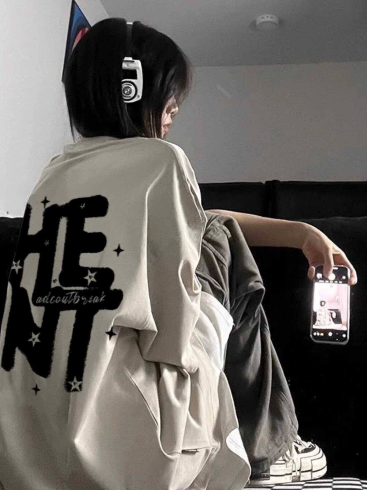 American Retro Letter Print Pure Cotton Short-Sleeve T-Shirt for Men and Women, Plus Size Loose Street Hip-Hop Couple Style American Retro Letter Print Pure Cotton Short-Sleeve T-Shirt for Men and Women, Plus Size Loose Street Hip-Hop Couple Style