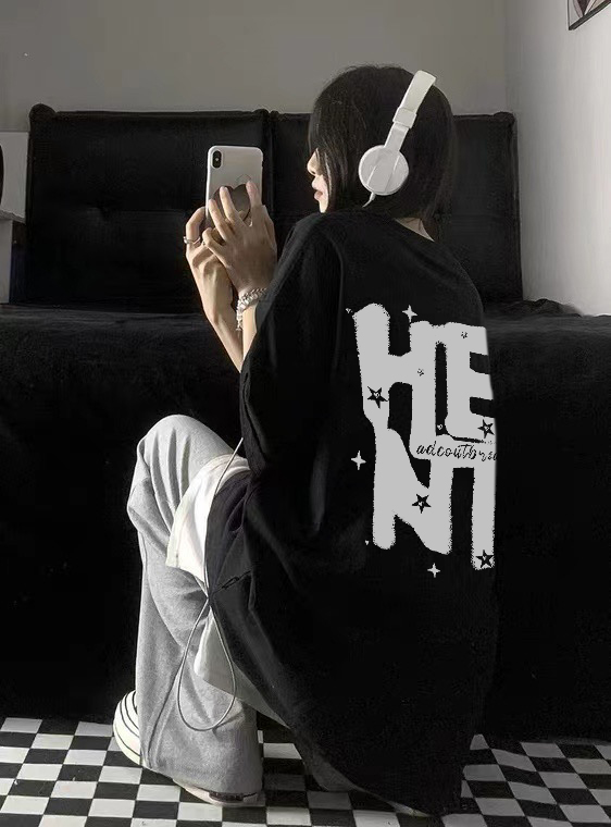 American Retro Letter Print Pure Cotton Short-Sleeve T-Shirt for Men and Women, Plus Size Loose Street Hip-Hop Couple Style American Retro Letter Print Pure Cotton Short-Sleeve T-Shirt for Men and Women, Plus Size Loose Street Hip-Hop Couple Style