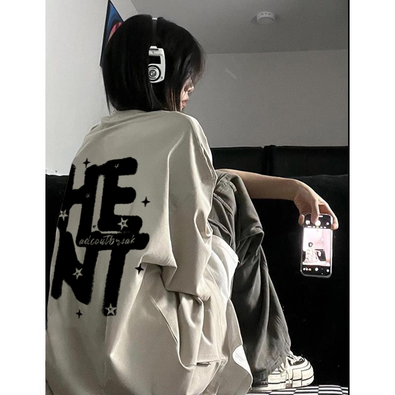 American Retro Letter Print Pure Cotton Short-Sleeve T-Shirt for Men and Women, Plus Size Loose Street Hip-Hop Couple Style American Retro Letter Print Pure Cotton Short-Sleeve T-Shirt for Men and Women, Plus Size Loose Street Hip-Hop Couple Style