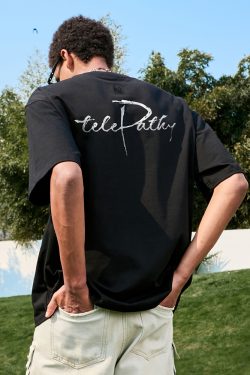 American Retro Letter Print Short-Sleeve T-Shirt for Men and Women, Loose Fit Hip-Hop Style, Summer 2025 Fashion