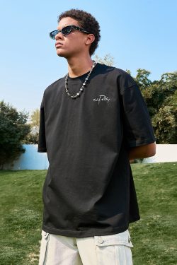 American Retro Letter Print Short-Sleeve T-Shirt for Men and Women, Loose Fit Hip-Hop Style, Summer 2025 Fashion