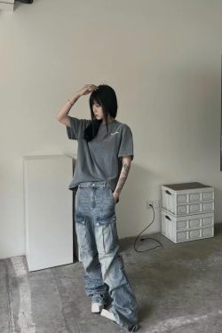 American Retro Letter Print Short-Sleeve T-Shirt for Women - Vintage 90s Loose Heavyweight Summer Top