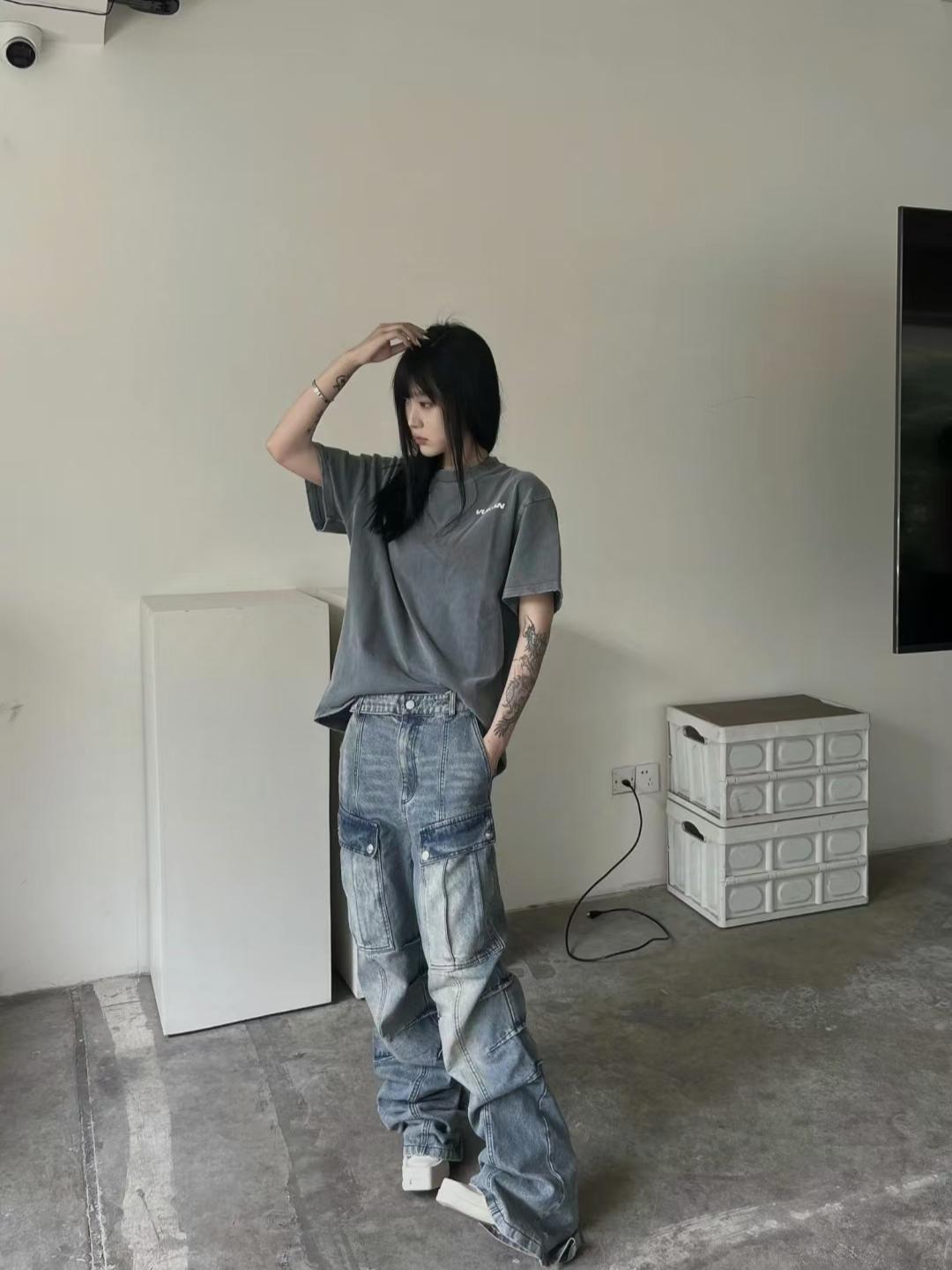 American Retro Letter Print Short-Sleeve T-Shirt for Women - Vintage 90s Loose Heavyweight Summer Top American Retro Letter Print Short-Sleeve T-Shirt for Women - Vintage 90s Loose Heavyweight Summer Top