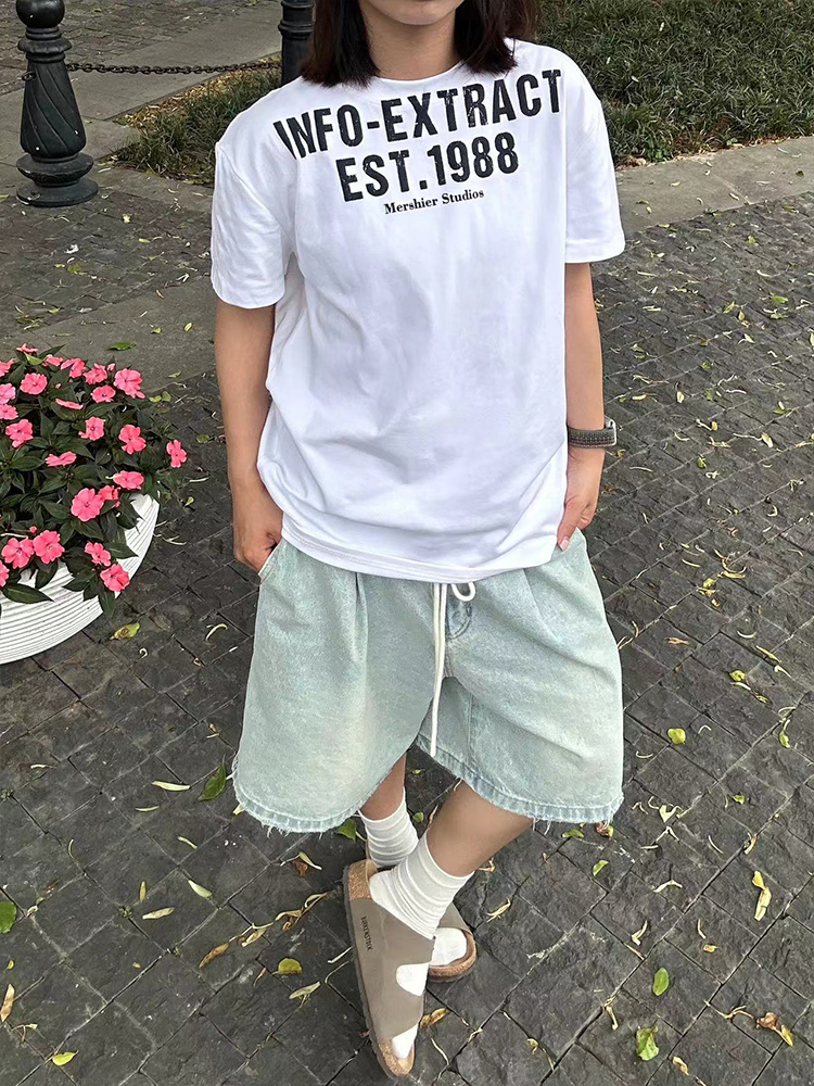 American Retro Letter Slogan Short Sleeve T-Shirt for Couples - Versatile Round Neck Trendy Loose Fit Unisex Top American Retro Letter Slogan Short Sleeve T-Shirt for Couples - Versatile Round Neck Trendy Loose Fit Unisex Top