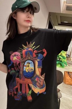 American Retro Loose-Fitting Pure Cotton Short-Sleeve T-Shirt for Women, Plus Size, Casual Versatile Style - Y2K Inspired