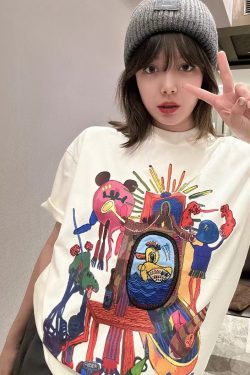 American Retro Loose-Fitting Pure Cotton Short-Sleeve T-Shirt for Women, Plus Size, Casual Versatile Style - Y2K Inspired