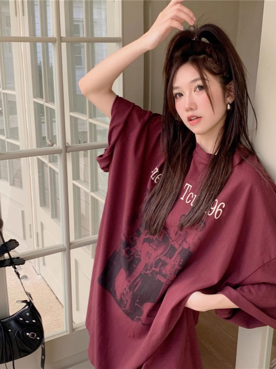 American Retro Mid-Length BF Style Pure Cotton Short-Sleeve T-Shirt for Men and Women, Plus Size Loose Summer Casual Top American Retro Mid-Length BF Style Pure Cotton Short-Sleeve T-Shirt for Men and Women, Plus Size Loose Summer Casual Top