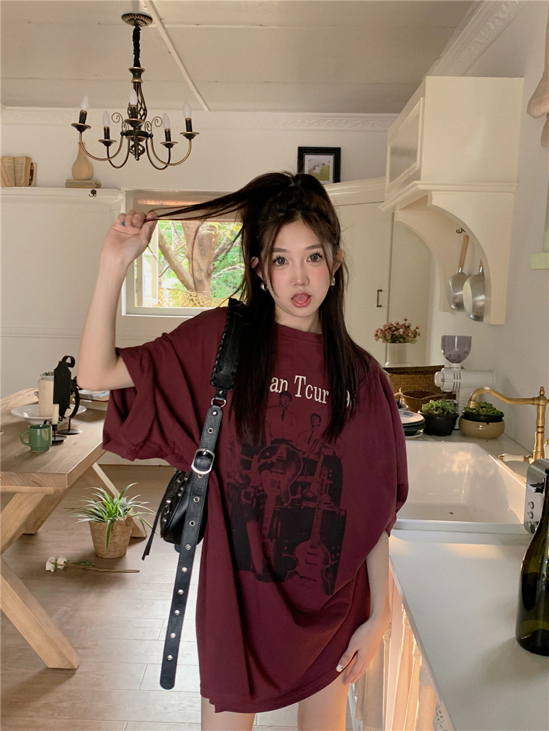 American Retro Mid-Length BF Style Pure Cotton Short-Sleeve T-Shirt for Men and Women, Plus Size Loose Summer Casual Top American Retro Mid-Length BF Style Pure Cotton Short-Sleeve T-Shirt for Men and Women, Plus Size Loose Summer Casual Top