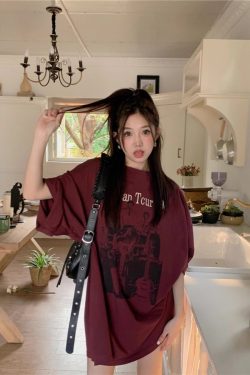 American Retro Mid-Length BF Style Pure Cotton Short-Sleeve T-Shirt for Men and Women, Plus Size Loose Summer Casual Top