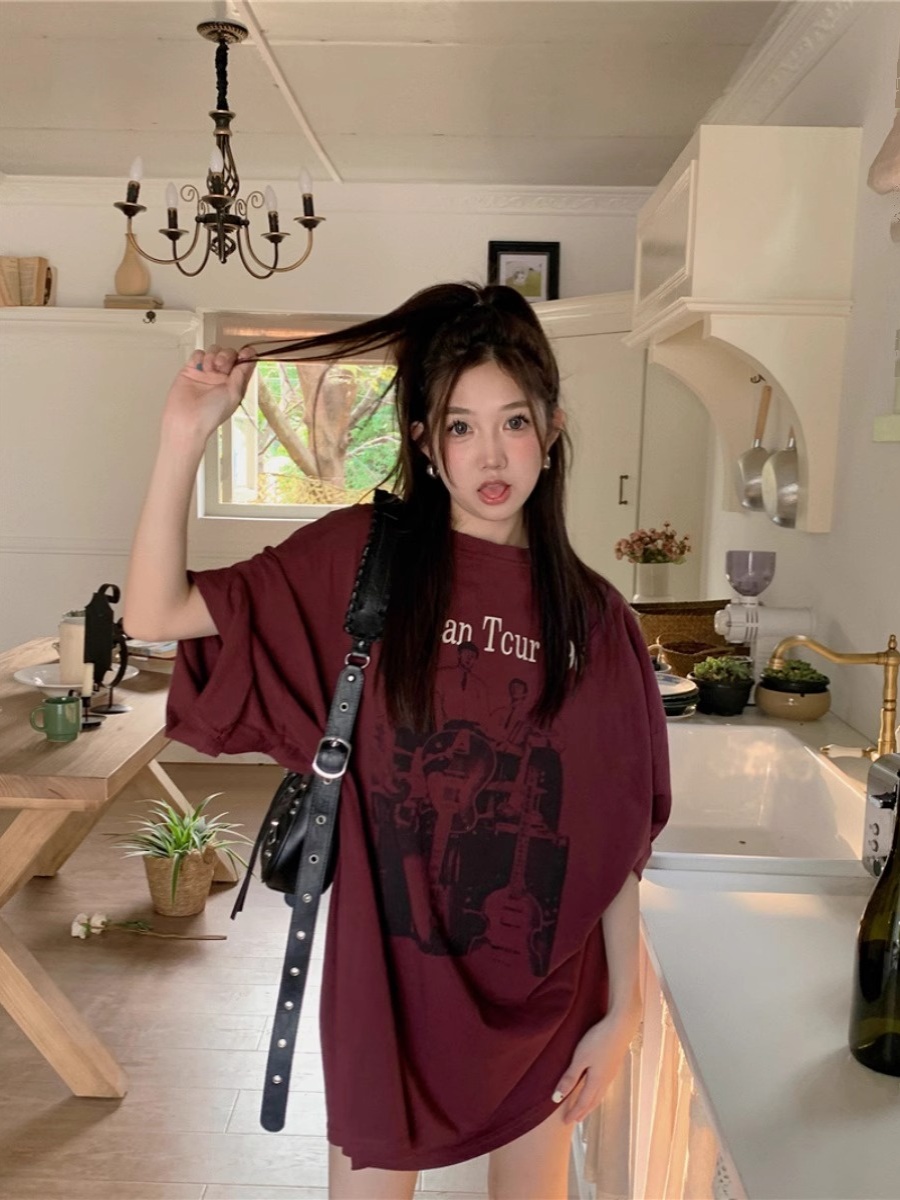 American Retro Mid-Length BF Style Pure Cotton Short-Sleeve T-Shirt for Men and Women, Plus Size Loose Summer Casual Top American Retro Mid-Length BF Style Pure Cotton Short-Sleeve T-Shirt for Men and Women, Plus Size Loose Summer Casual Top