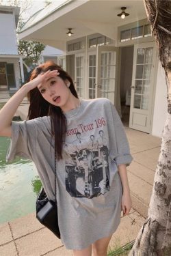 American Retro Mid-Length BF Style Pure Cotton Short-Sleeve T-Shirt for Men and Women, Plus Size Loose Summer Casual Top