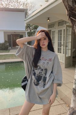 American Retro Mid-Length BF Style Pure Cotton Short-Sleeve T-Shirt for Men and Women, Plus Size Loose Summer Casual Top