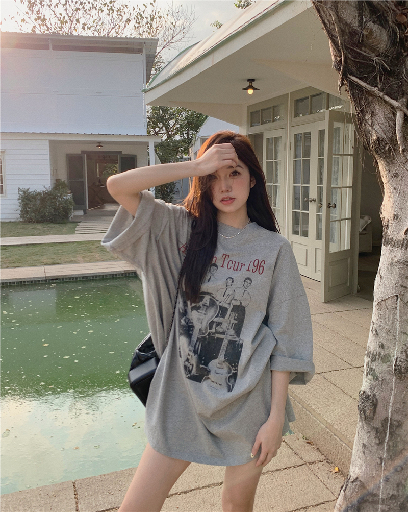 American Retro Mid-Length BF Style Pure Cotton Short-Sleeve T-Shirt for Men and Women, Plus Size Loose Summer Casual Top American Retro Mid-Length BF Style Pure Cotton Short-Sleeve T-Shirt for Men and Women, Plus Size Loose Summer Casual Top