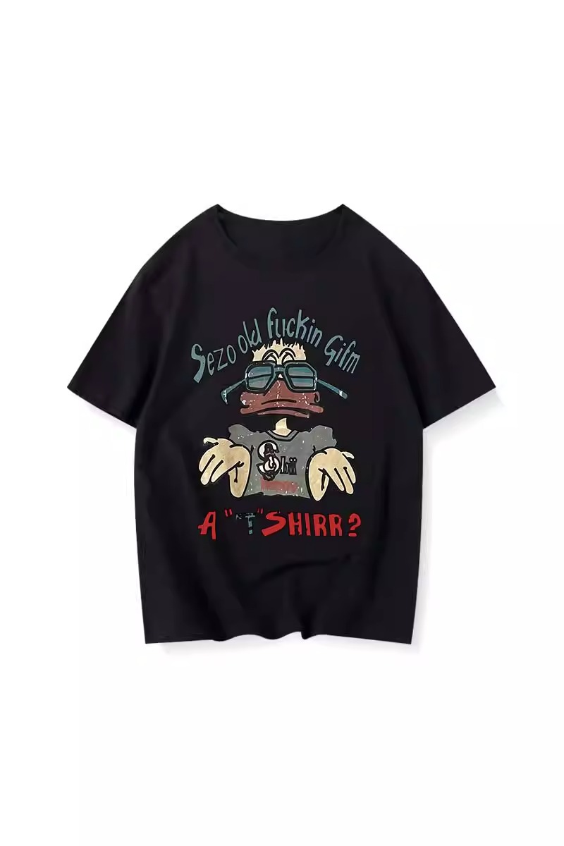 American Retro Oversized Cotton Duck Short-Sleeve T-Shirt for Men and Women, Plus Size, Loose Fit, Trendy Couple's Outfit American Retro Oversized Cotton Duck Short-Sleeve T-Shirt for Men and Women, Plus Size, Loose Fit, Trendy Couple's Outfit