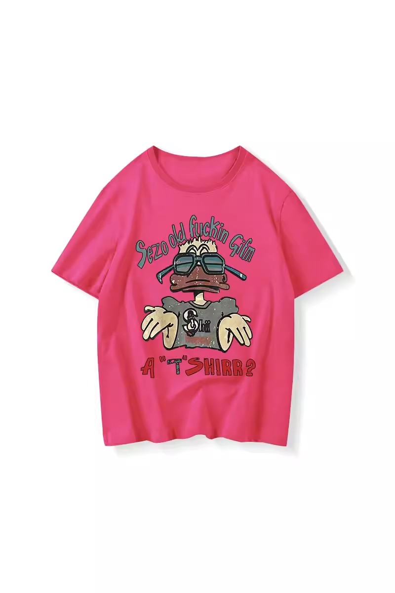 American Retro Oversized Cotton Duck Short-Sleeve T-Shirt for Men and Women, Plus Size, Loose Fit, Trendy Couple's Outfit American Retro Oversized Cotton Duck Short-Sleeve T-Shirt for Men and Women, Plus Size, Loose Fit, Trendy Couple's Outfit