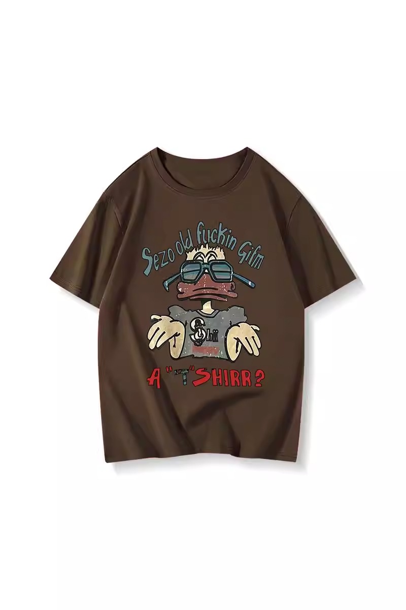 American Retro Oversized Cotton Duck Short-Sleeve T-Shirt for Men and Women, Plus Size, Loose Fit, Trendy Couple's Outfit American Retro Oversized Cotton Duck Short-Sleeve T-Shirt for Men and Women, Plus Size, Loose Fit, Trendy Couple's Outfit