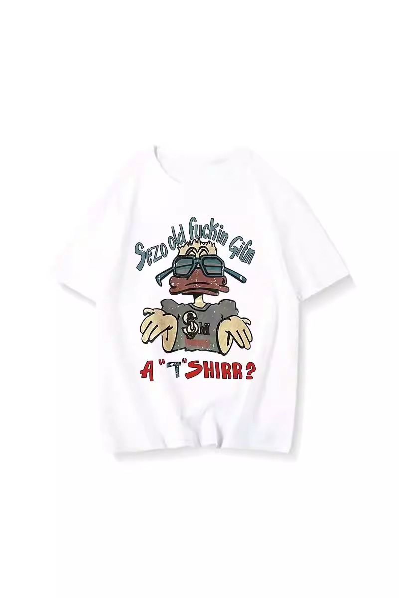 American Retro Oversized Cotton Duck Short-Sleeve T-Shirt for Men and Women, Plus Size, Loose Fit, Trendy Couple's Outfit American Retro Oversized Cotton Duck Short-Sleeve T-Shirt for Men and Women, Plus Size, Loose Fit, Trendy Couple's Outfit