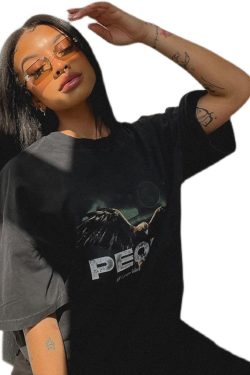 American Retro Oversized T-Shirt for Women - Short Sleeve Boyfriend Style Summer Top in Pure Desire Trend