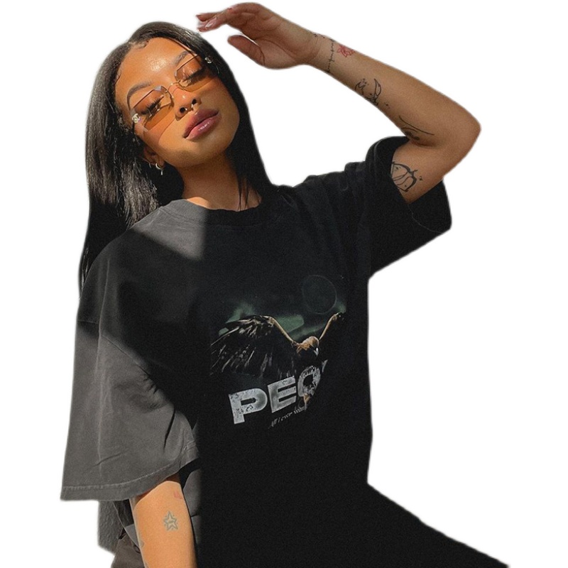 American Retro Oversized T-Shirt for Women - Short Sleeve Boyfriend Style Summer Top in Pure Desire Trend American Retro Oversized T-Shirt for Women - Short Sleeve Boyfriend Style Summer Top in Pure Desire Trend