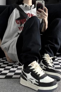 American Retro Patchwork Raglan Short Sleeve T-Shirt for Men and Women, Plus Size, Loose Fit, Trendy Hong Kong Style Couple Top