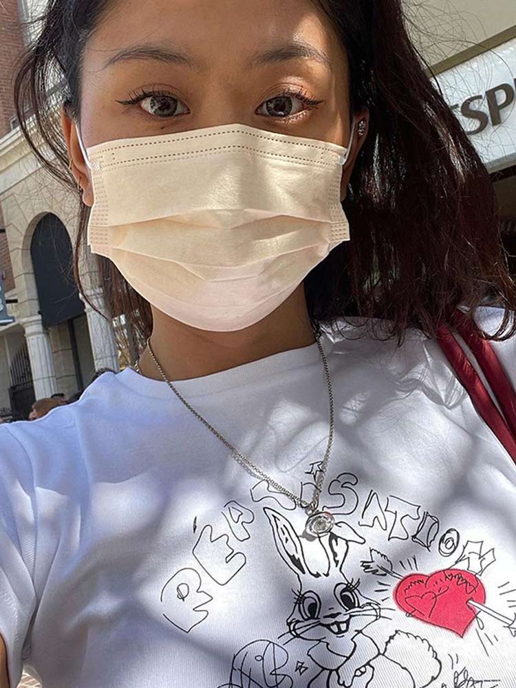 American Retro Rabbit Graphic White Short Sleeve Crop T-Shirt for Women - Summer Y2K Style ABG Hot Girl Top American Retro Rabbit Graphic White Short Sleeve Crop T-Shirt for Women - Summer Y2K Style ABG Hot Girl Top