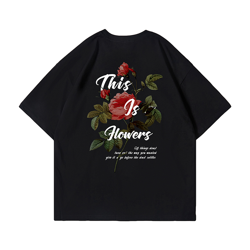 American Retro Rose Couple T-Shirt for Men - Trendy Loose Fit Short Sleeve Top, Y2K Style Fashion for Couples American Retro Rose Couple T-Shirt for Men - Trendy Loose Fit Short Sleeve Top, Y2K Style Fashion for Couples