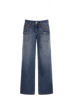 American Retro Spicy Girl Pocket Design Low-Rise Straight Leg Jeans for Women - Vintage-Inspired Loose Fit Long Denim Pants