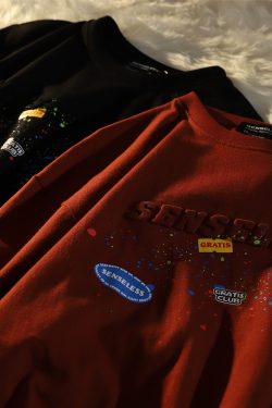 American Retro Splatter Letter Pure Cotton Short Sleeve T-Shirt for Men and Women, Plus Size, Loose Fit, Unisex Casual Wear