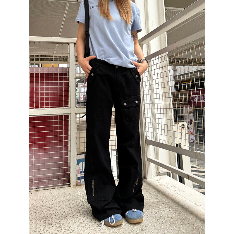 American Retro Straight-Leg Micro-Flare Work Pants for Men and Women, Multi-Pocket Street Style Spliced Long Pants American Retro Straight-Leg Micro-Flare Work Pants for Men and Women, Multi-Pocket Street Style Spliced Long Pants