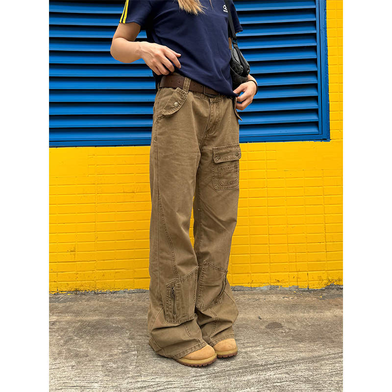 American Retro Straight-Leg Micro-Flare Work Pants for Men and Women, Multi-Pocket Street Style Spliced Long Pants American Retro Straight-Leg Micro-Flare Work Pants for Men and Women, Multi-Pocket Street Style Spliced Long Pants