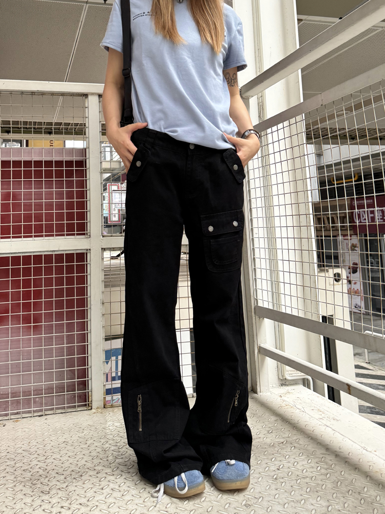 American Retro Straight-Leg Micro-Flare Work Pants for Men and Women, Multi-Pocket Street Style Spliced Long Pants American Retro Straight-Leg Micro-Flare Work Pants for Men and Women, Multi-Pocket Street Style Spliced Long Pants