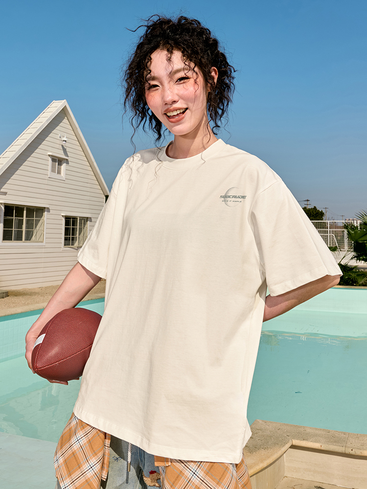 American Retro Streetwear Printed Heavy Loose Half-Sleeve T-Shirt for Men and Women - Trendy Summer 2025 Style American Retro Streetwear Printed Heavy Loose Half-Sleeve T-Shirt for Men and Women - Trendy Summer 2025 Style