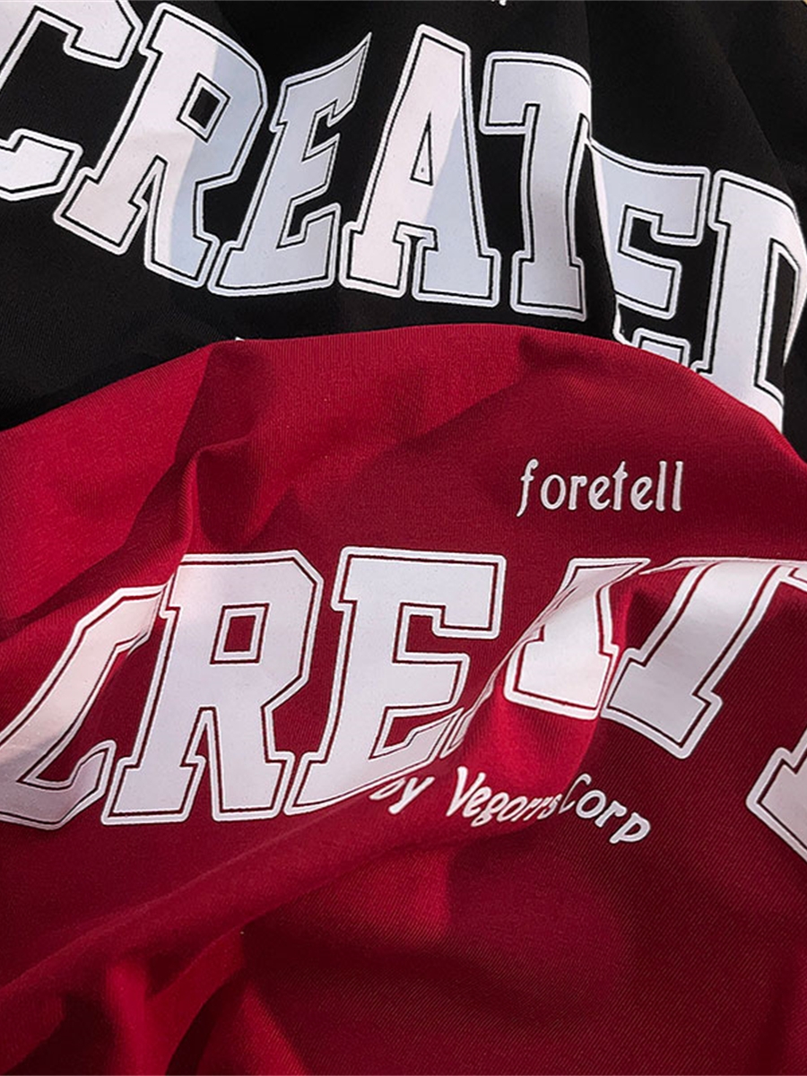 American Retro Style Letter Print Pure Cotton Short-Sleeve T-Shirt for Men and Women, Plus Size, Loose Fit Unisex Top American Retro Style Letter Print Pure Cotton Short-Sleeve T-Shirt for Men and Women, Plus Size, Loose Fit Unisex Top