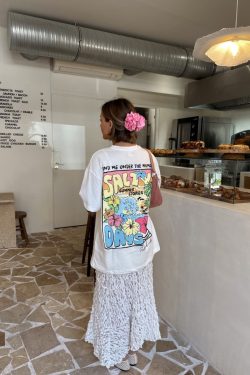 American Retro Summer Seaside Scenery Cotton Short-Sleeve T-Shirt for Women - Oversized Y2K Trendy Hot Girl Top