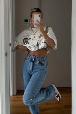 American Retro Vintage White Short Sleeve T-Shirt for Women, Niche Loose Fit Half Sleeve Top, Trendy 90s Style