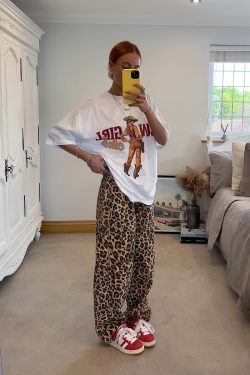 American Retro Western Cowboy Portrait Printed Short-Sleeve T-Shirt - Summer Women's Oversized Trendy Top