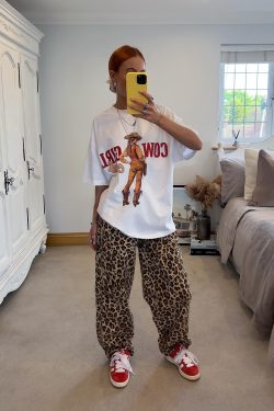 American Retro Western Cowboy Portrait Printed Short-Sleeve T-Shirt - Summer Women's Oversized Trendy Top