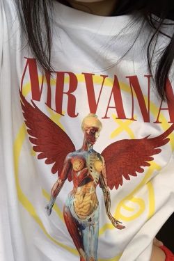 American Retro White Angel Oversized Short Sleeve T-Shirt for Women - Niche Design Spicy Girl Top, 90s Style