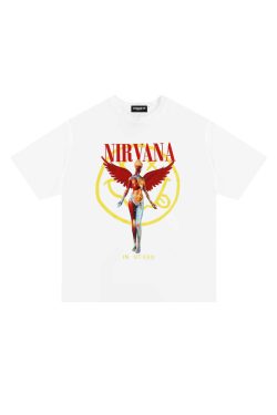 American Retro White Angel Oversized Short Sleeve T-Shirt for Women - Niche Design Spicy Girl Top, 90s Style