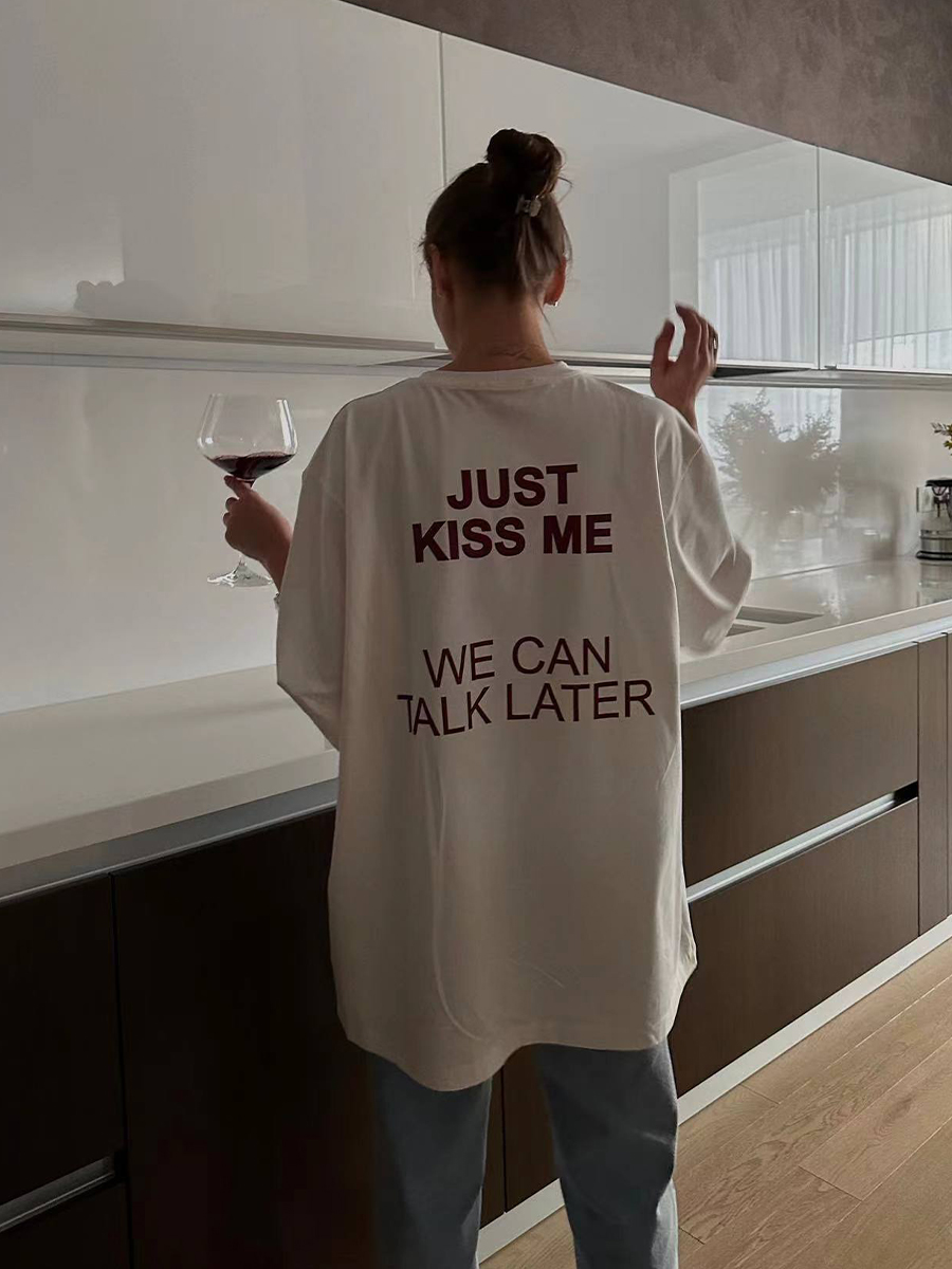 American Retro White Letter Printed Oversized Short Sleeve T-Shirt for Women - Summer Trendy Y2K Style Half-Sleeve Top American Retro White Letter Printed Oversized Short Sleeve T-Shirt for Women - Summer Trendy Y2K Style Half-Sleeve Top