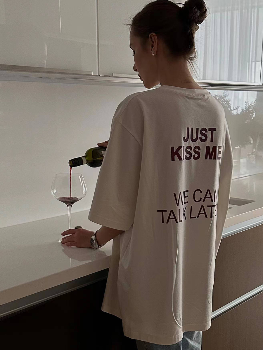 American Retro White Letter Printed Oversized Short Sleeve T-Shirt for Women - Summer Trendy Y2K Style Half-Sleeve Top American Retro White Letter Printed Oversized Short Sleeve T-Shirt for Women - Summer Trendy Y2K Style Half-Sleeve Top