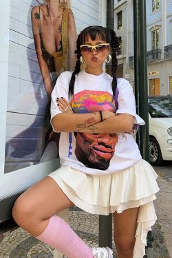 American Retro White Oversized Short Sleeve T-Shirt for Women - Summer Hip-Hop Style, European and American Trend